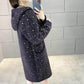 Spring and Autumn Mid-length Plaid Imitation Mink Velvet Coat Women Loose Thick Knit Sweater Coat Women