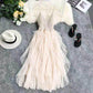 Women  Sleeveless Knitted Dress Summer Lace Party Dress Casual Sling Beach Dress