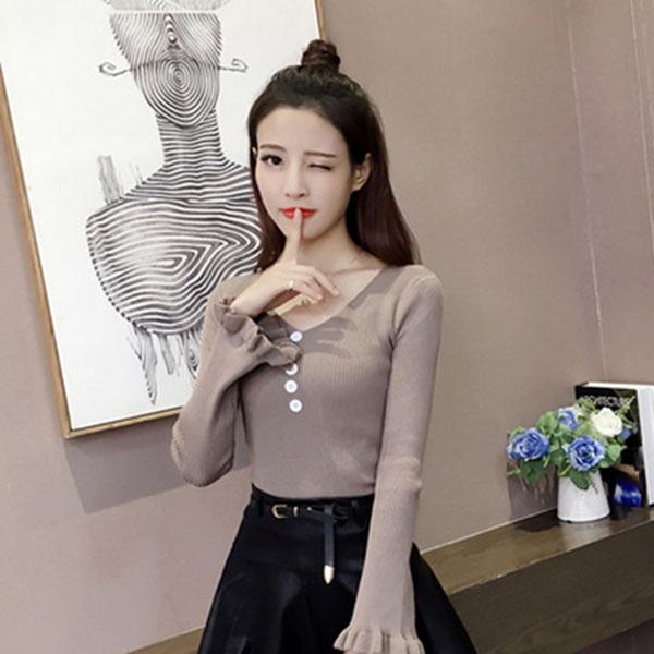 Autumn and Winter Knitted Simple Sweater Pullover Bag Hip Top Fashion Solid Color Female Bottoming Shirt