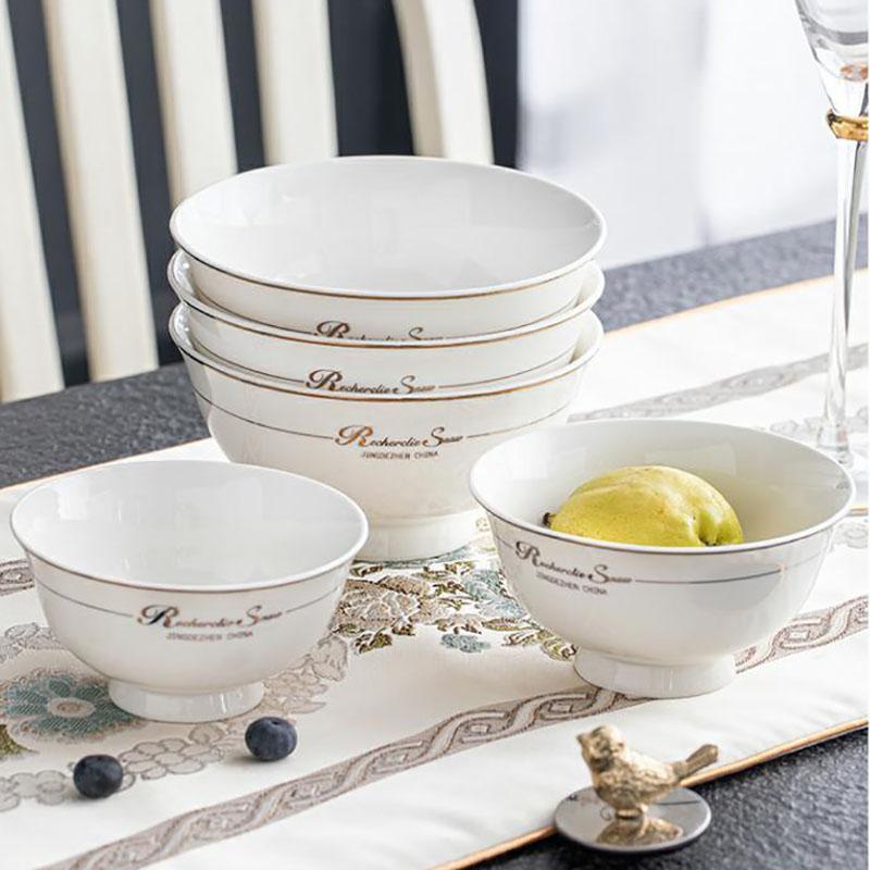 Jingdezhen Household Rice Bowl Ceramic Bowl Set Eating Bowl Small Bowl Japanese Tableware Bowl Ceramic Tableware