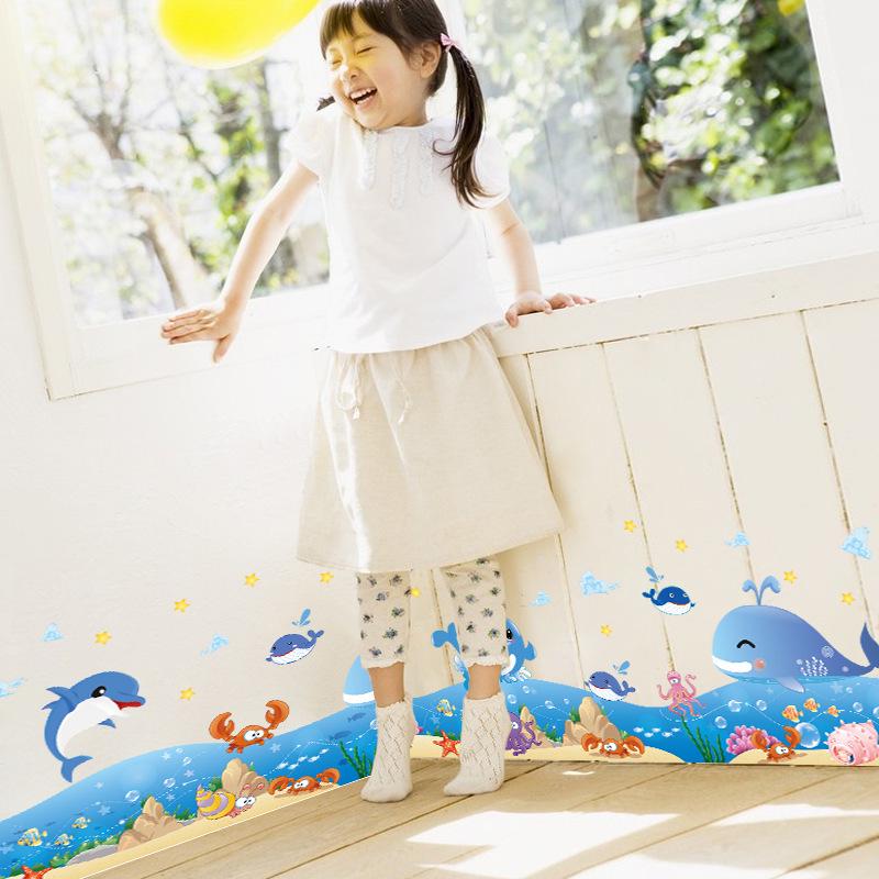 Happy Ocean Baseboard Children Room Bedroom Background Wall Stickers Environmentally Friendly