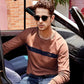 Men's Spring and Autumn Printing Shirt All-match Long-sleeved T-shirt Men's Bottoming Shirt Cotton Round Neck Comfortable Top Solid Casual Shirts