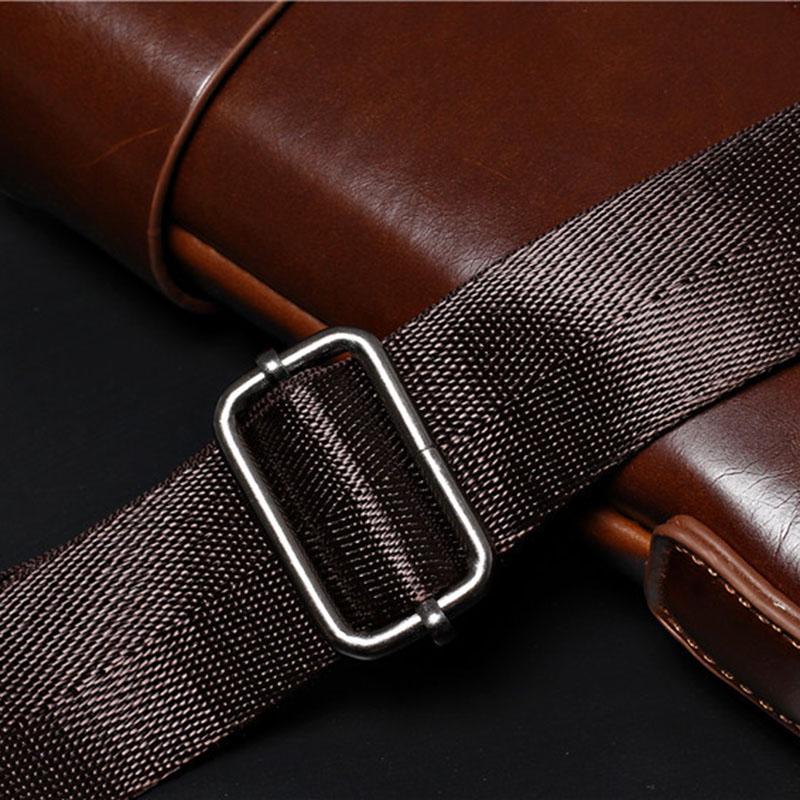 Business Briefcase Men Large Capacity Zipper Leather Anti-theft Waterproof Handbag Shoulder Bag