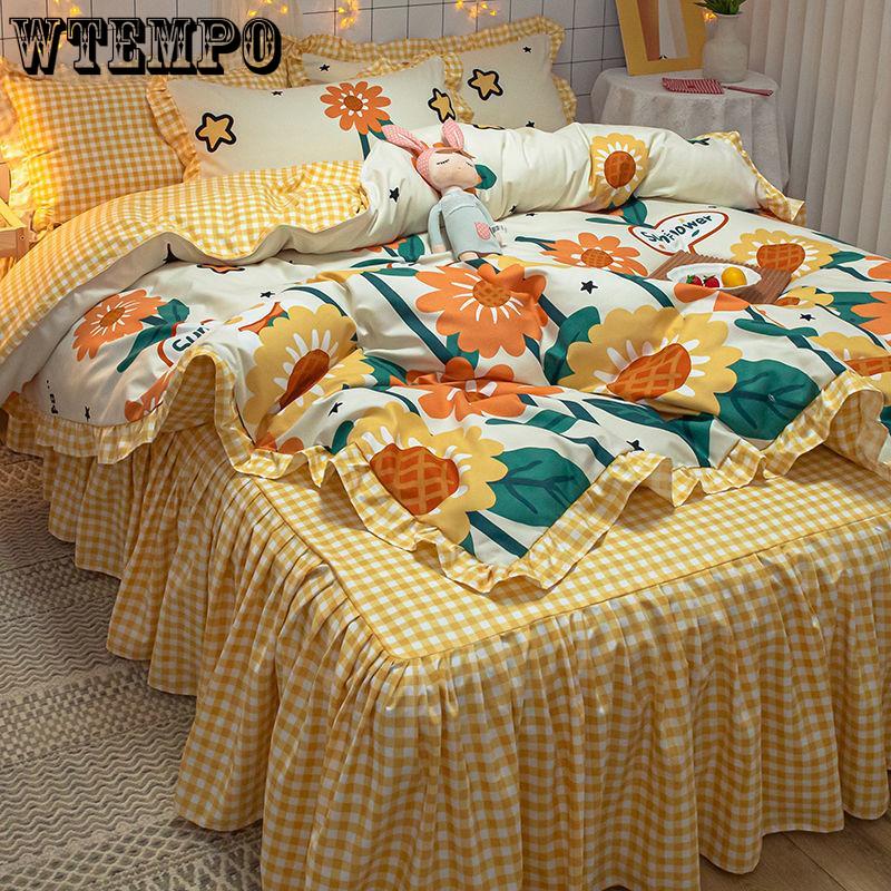 Bedding Sets Quilt Cover Cotton Four-piece Bedding Set Bed Skirt  Bed Linen Bed Cover Princess Style Duvet Cover Bedding Quilt Cover Bed Sheet