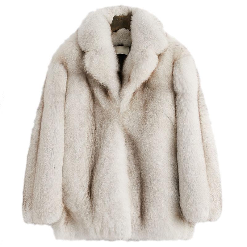 Faux Fox Fur Mid-length Men's Jacket Fashion Trend Plus Cotton Thick Fur Coat Trend