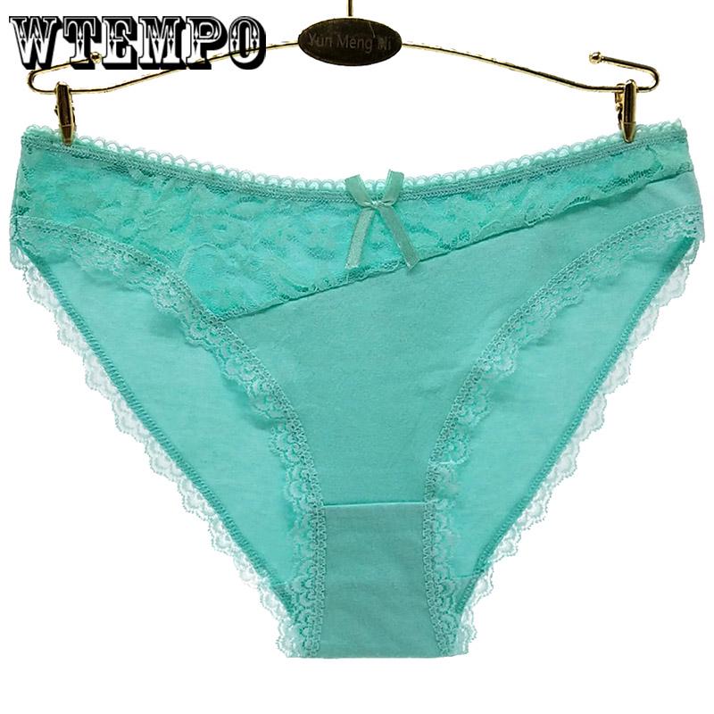 WTEMPO 6 Pcs/Lot Lace Panties Briefs Lingerie Underwear Women Floral Female Ladies Girls Cotton