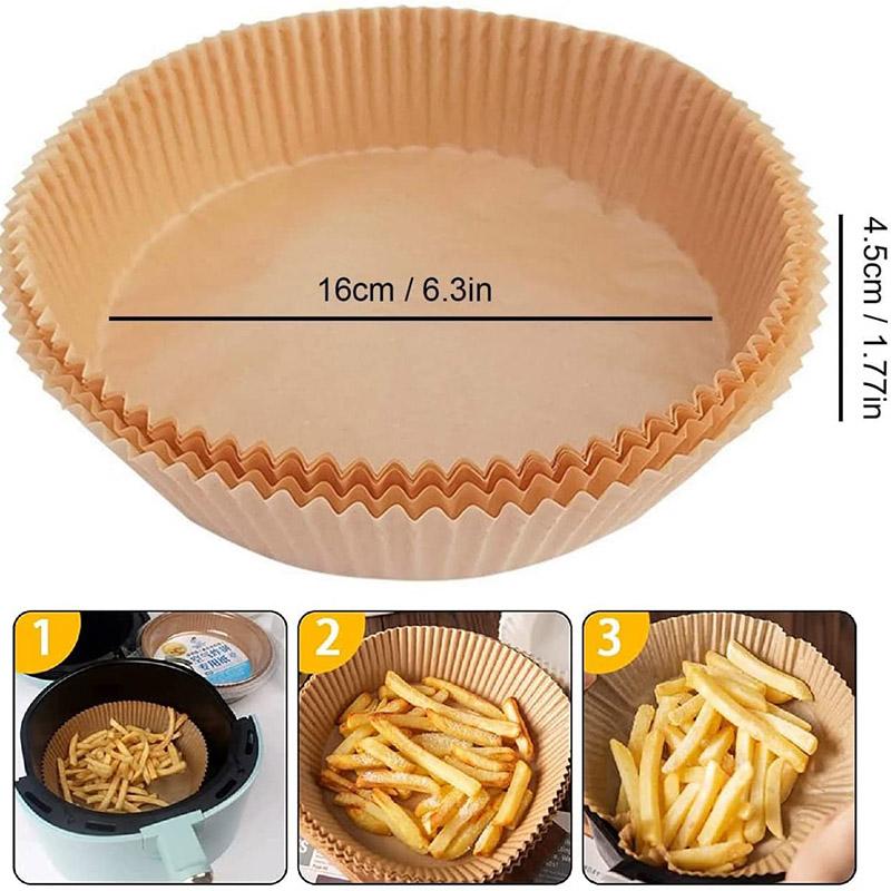 100PCS Non-stick Disposable Air Fryer Liners, Baking Paper for Air Fryer Oil-proof, Water-proof, Food Grade Parchment for Baking Roasting Microwave