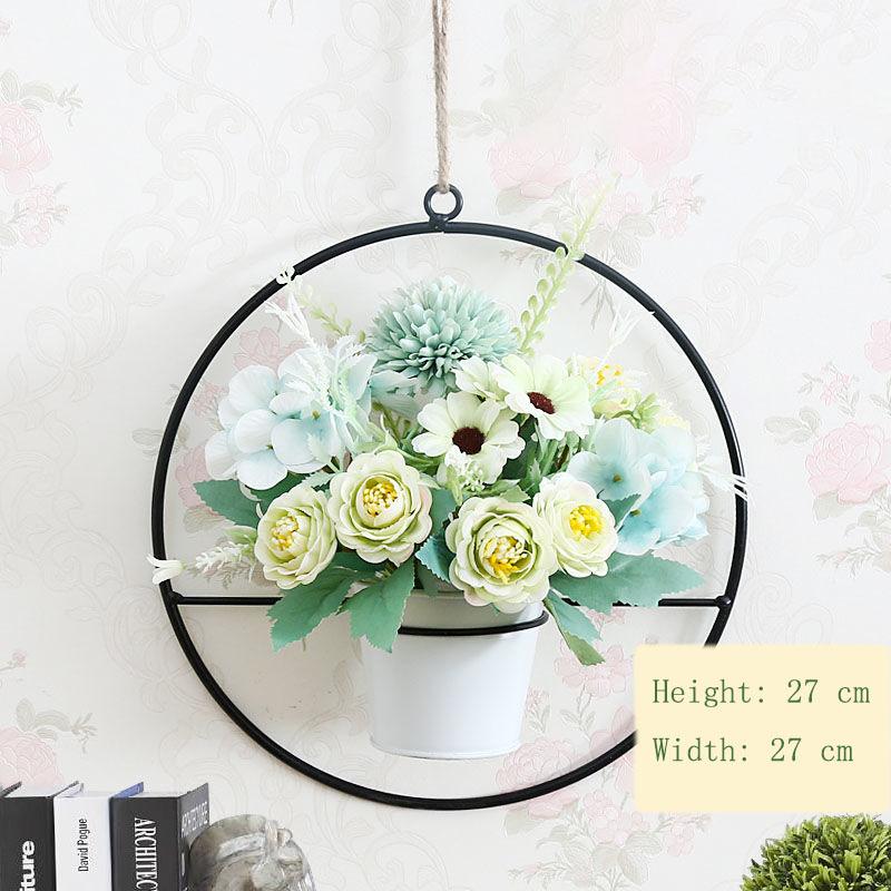 Home Hanging Wall Hanging Decoration Artificial Flower Wall Pendant Simulation Plastic Flower Basket Living Room Wall Decoration Floral Potted Plant
