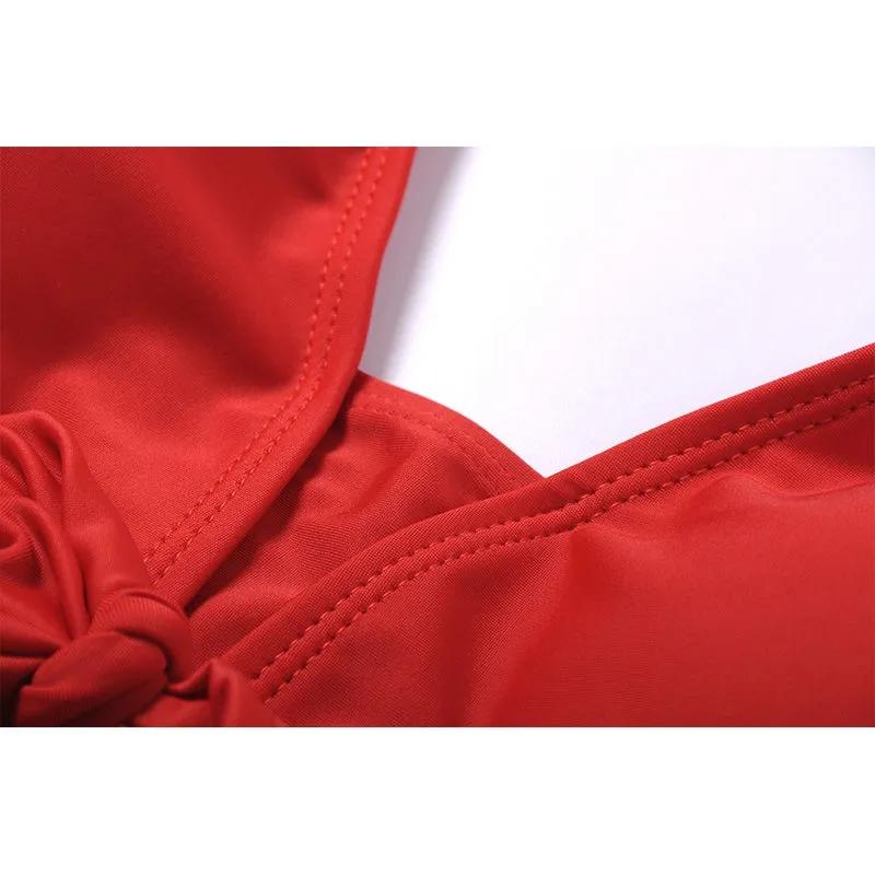 European and American Classic Open Back Hollow Sexy Conservative Cover Belly Split Swimsuit with Chest Pad Irregular Hem Beach Swimming Wear