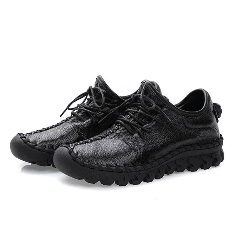 Cowhide Women's Shoes Spring and Autumn Sports Casual Shoes Leather Comfortable Flat Bottom Mother Shoes Soft Bottom All-match Four Seasons Shoes