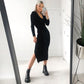 Deep Sexy V-neck Long-sleeved Lace-up Midi Skirt