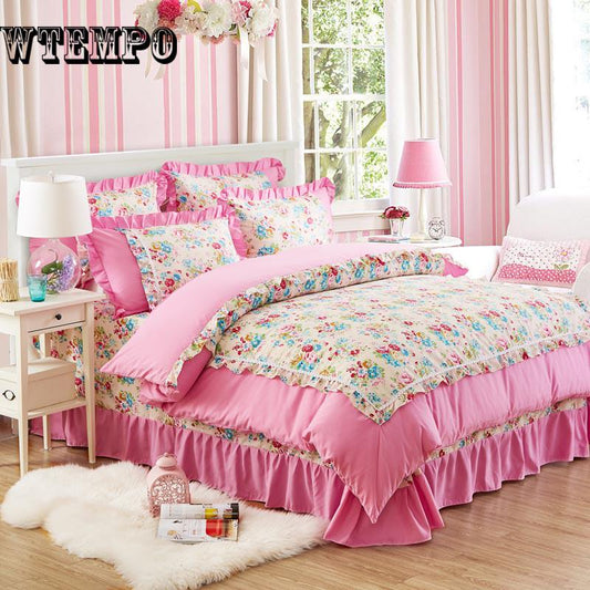 Bedding Set Girls Bedding Set lace Bed set Duvet Cover Bed Skirt or fitted sheet bedclothes