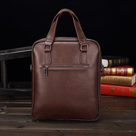 Business Briefcase Men Casual Leather Large Capacity Pocket Anti-theft Handbag Computer IPAD Bag