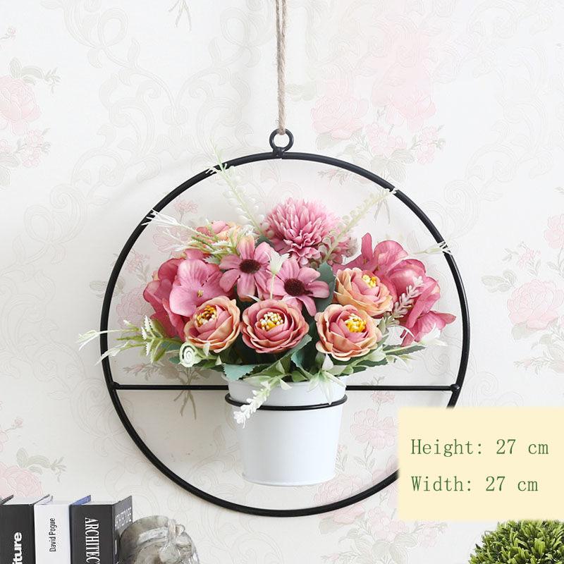 Home Hanging Wall Hanging Decoration Artificial Flower Wall Pendant Simulation Plastic Flower Basket Living Room Wall Decoration Floral Potted Plant