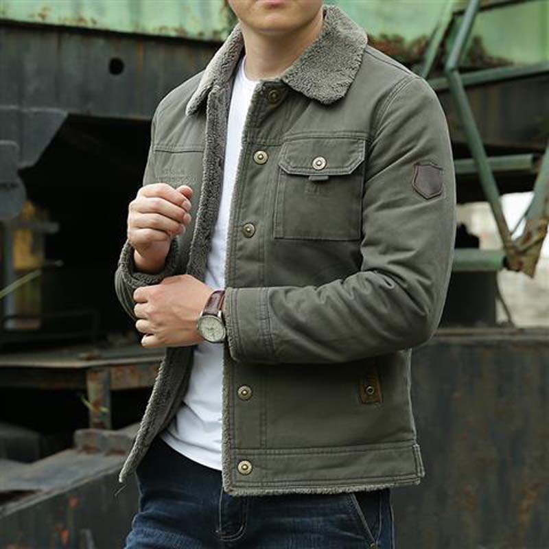 Winter Mens Jacket Large Size M-6XL Plus Velvet Thick Cotton Coat Men Warm Tooling Jacket