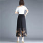 WTEMPO Women Chiffon Ankle-Length Pants Skirt-like Wide-leg Pants Loose High Waist Trousers Cool and Breathable