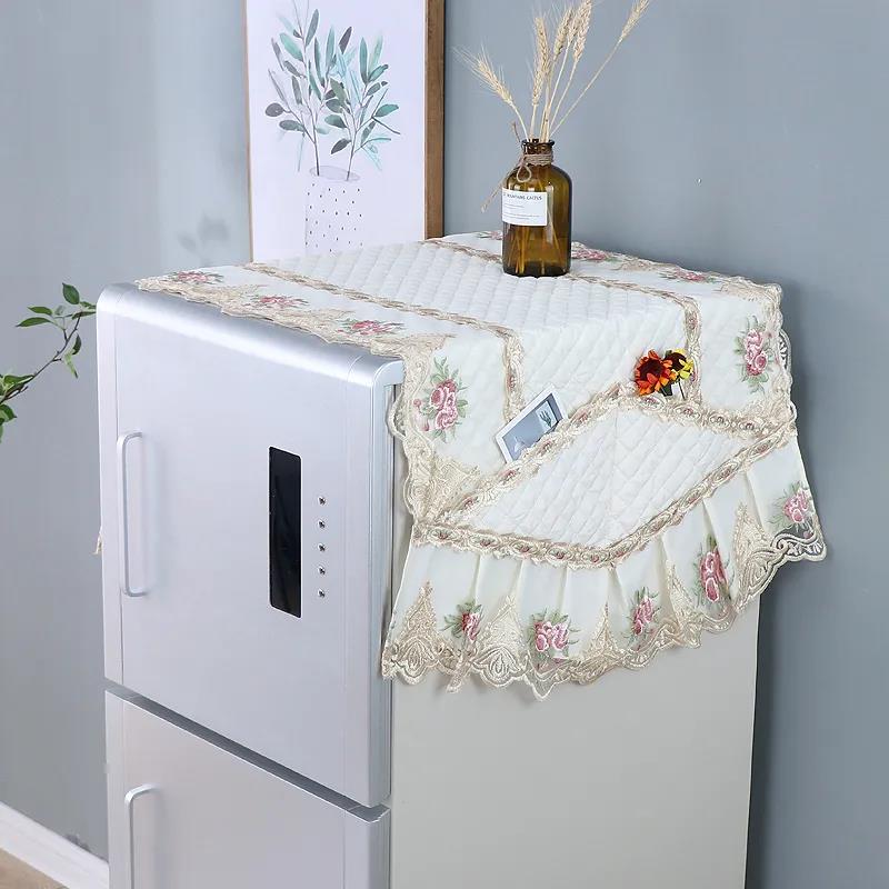 Refrigerator Cover Universal Cover Towel Refrigerator Dust Cover Thick Lace Edge Refrigerator Hanging Bag