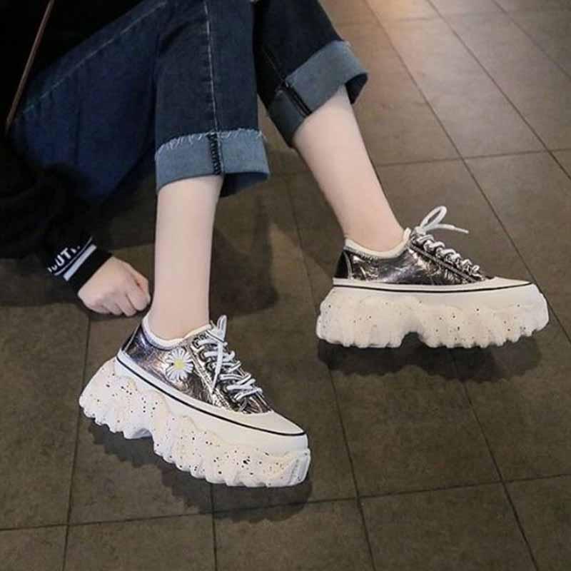 Plus Size 35-40 Summer Women Leather Sneakers Students Breathable Running Basketball Shoes Shockproof Non-slip Heighten Shoes