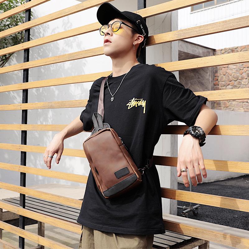 Casual Chest Bag Men Coffee Large Capacity Multi-pocket Shoulder Bag Outdoor Sports Pockets