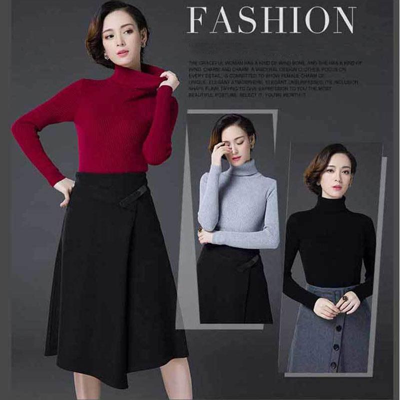 Women's Woolen Sweater Winter Thickened Warm  Slim Cashmere Sweater Turtleneck Sweater  Jumper Tops