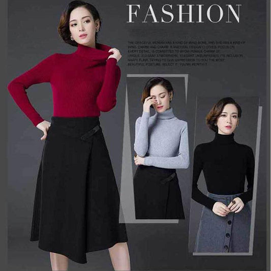 Women's Woolen Sweater Winter Thickened Warm  Slim Cashmere Sweater Turtleneck Sweater  Jumper Tops