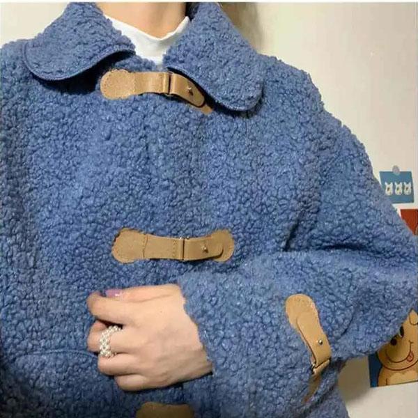 Autumn and Winter All-match Loose Plus Velvet Thickening Imitation Lamb Wool Winter Jacket Women's Jacket