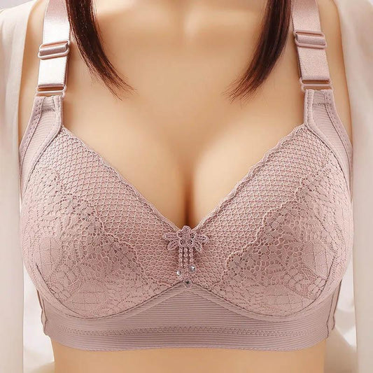 Female Beauty Back Gathering Anti-Sagging Bra Thin Section Receiving Breast No Steel Ring Sexy Lace Lightweight Soft Bra