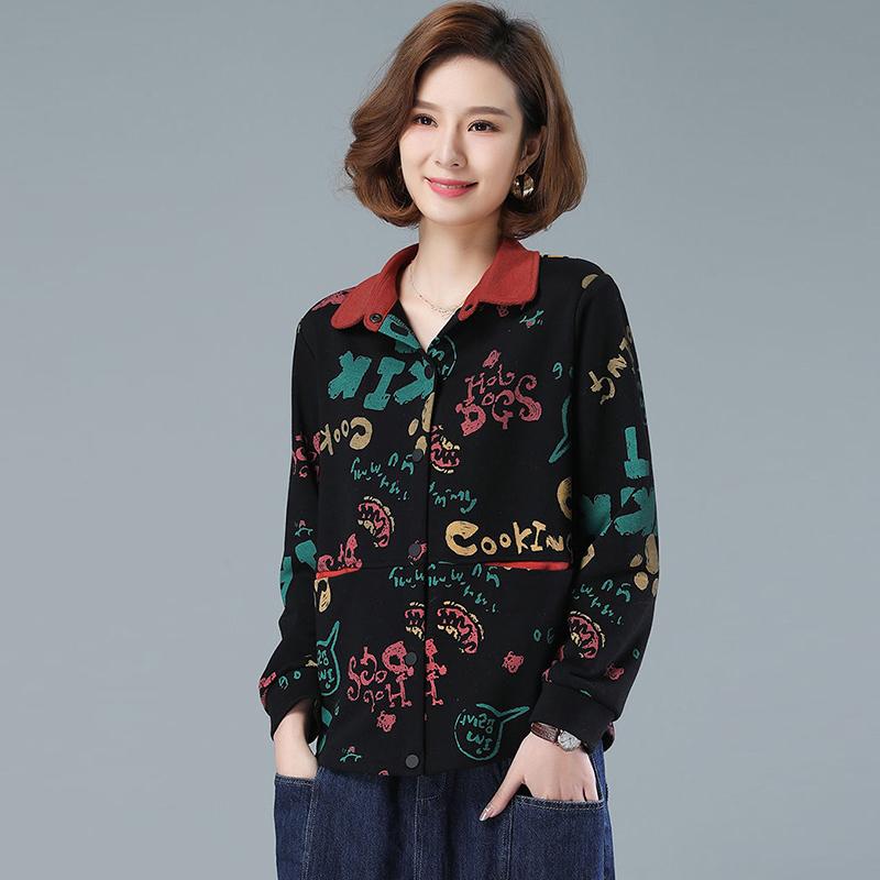 Flower Print Long Sleeve Women's Bomber Jacket Fashion Vintage Coat Tops Elegant Slim Basic Ladies Jackets