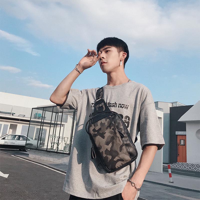 Chest Bag Men Multi-pocket Zipper Camouflage Color Matching Shoulder Bag Outdoor Sports Pockets