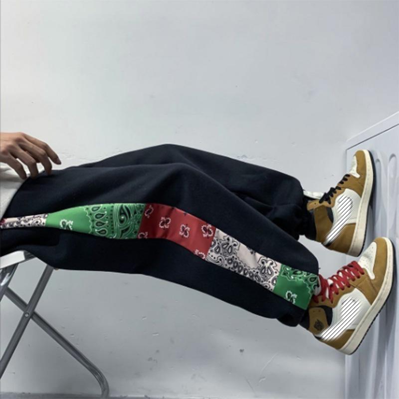 Autumn and Winter Casual Sports Men's Sweatpants Ins Casual Loose Cashew Flower Wide Leg Trousers
