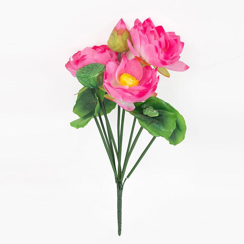 Simulation Lotus Lotus Leaf Fake Lotus Lotus Temple for Buddha Fake Silk Flower Living Room Desktop Fake Flower Plastic Flower Decoration Flower