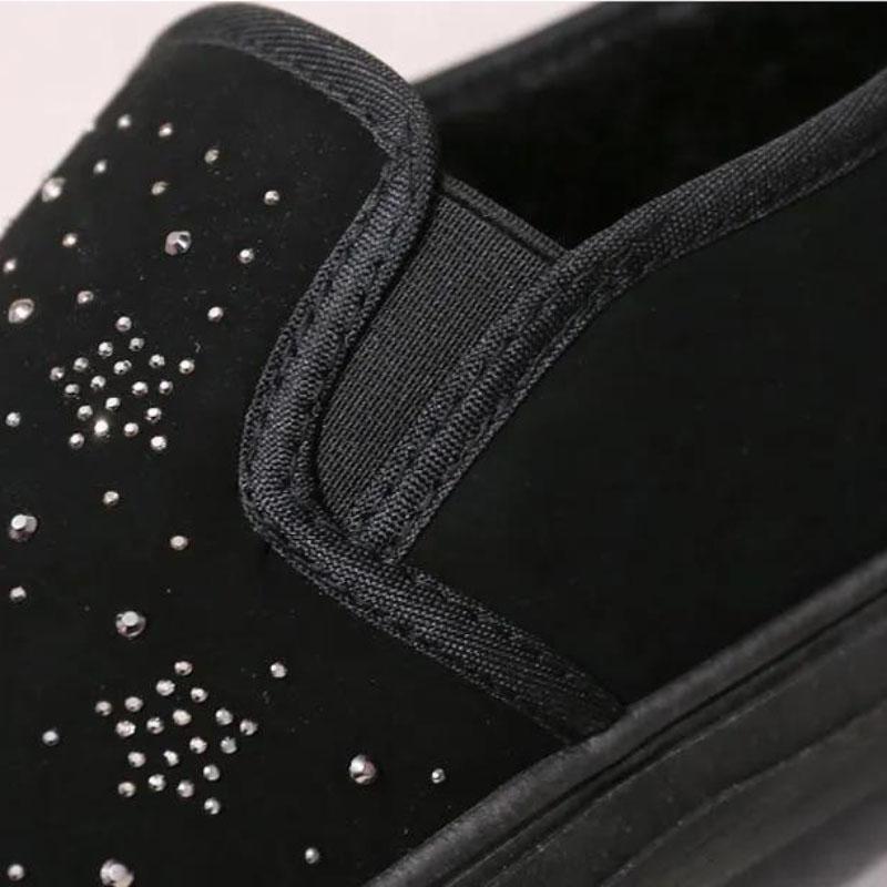 Women's Plush Shoes Winter Wear Plus Velvet All-match Thick-soled Black Low-cut Warm Cotton Shoes