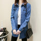 Denim Shirt Thin Jacket Women's Long-sleeved Loose Shirt Jeans Jacket Mid-length Spring Bottoming Shirt Large Size