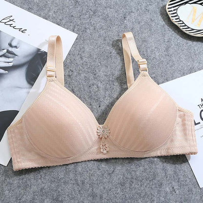 Women's Sexy Thin Section Light Weight Large Size Breathable No Steel Ring Gathered Comfortable Anti-sagging Anti-glare Side-receiving Breast Bra