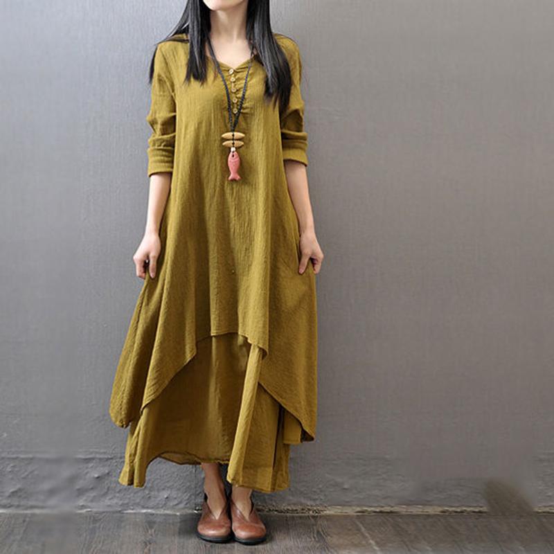 Length To Ankle Women's Summer Dress Long Sleeve Solid Color Daily Wear Dating Holiday