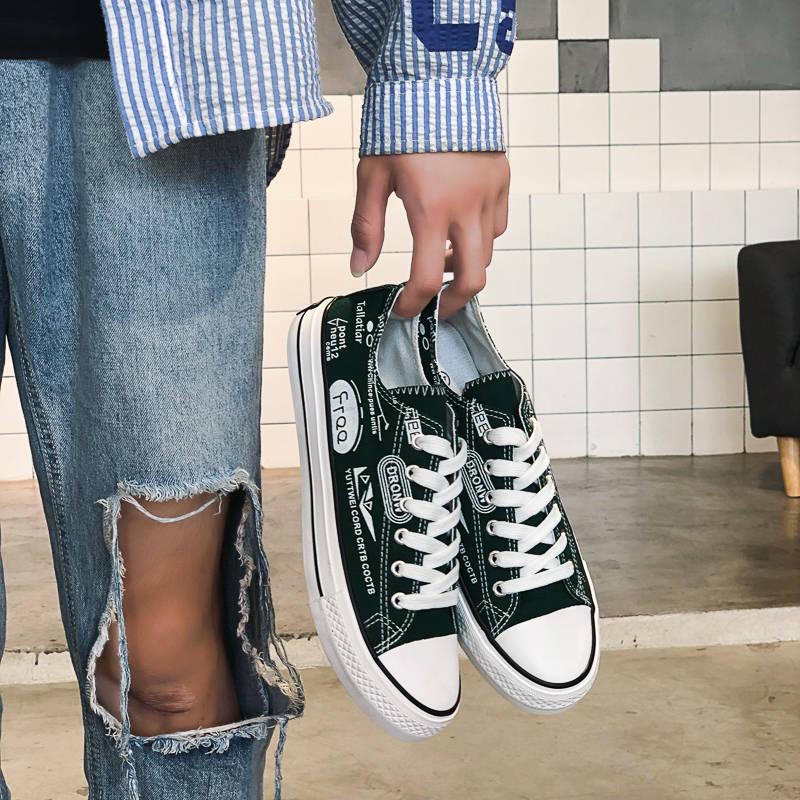 Men's Shoes Sneakers Fashion Canvas Doodle Casual Shoes Men's Lace-up Flats Multicolor Shoes