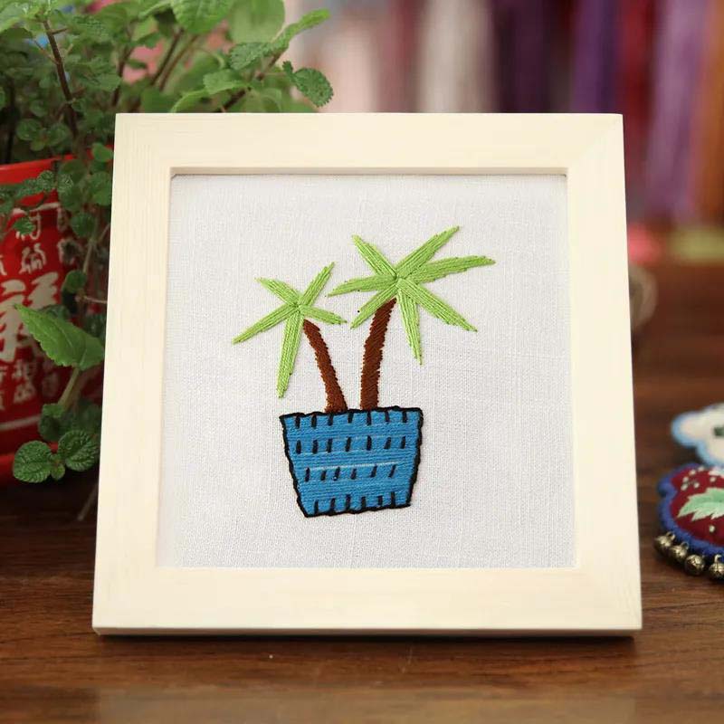 Plant Printing Embroidery DIY Su Embroidery Handmade Cross Stitch Fabric Material Package European Style Home Adult Beginner