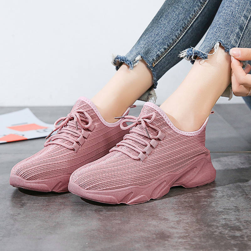Mesh Women Shoes Breathable Flat Shoes Casual Ladies Lace-up Sneakers Autumn Single Shoes All-match Sports Running Shoes