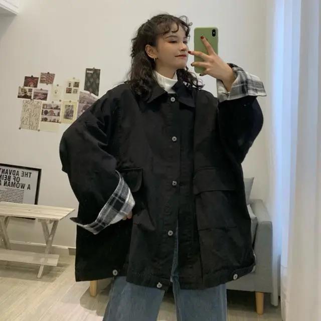 Oversized Harajuku Style Jacket Women Trend Windbreaker Casual Loose Coat Soft and Comfortable Parka for Youth