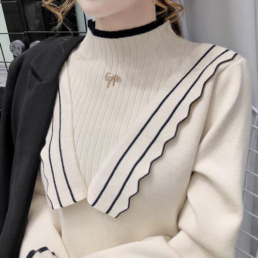 Half-high Neck Sweater Women's Autumn and Winter New Slim Stretch Sweater Long-sleeved Bottoming Outer Jacket Warm Sweater