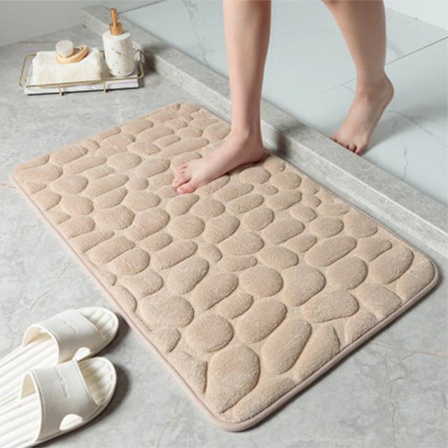Cobblestone Embossed Bathroom Bath Mat Non-slip Carpets In Wash Basin Rug Shower Room Doormat Memory Foam Pad