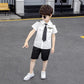 Boys' Summer Clothes Western Style Suits Male Baby Captain Clothes Short-sleeved Shirts Two-piece Performance Clothes