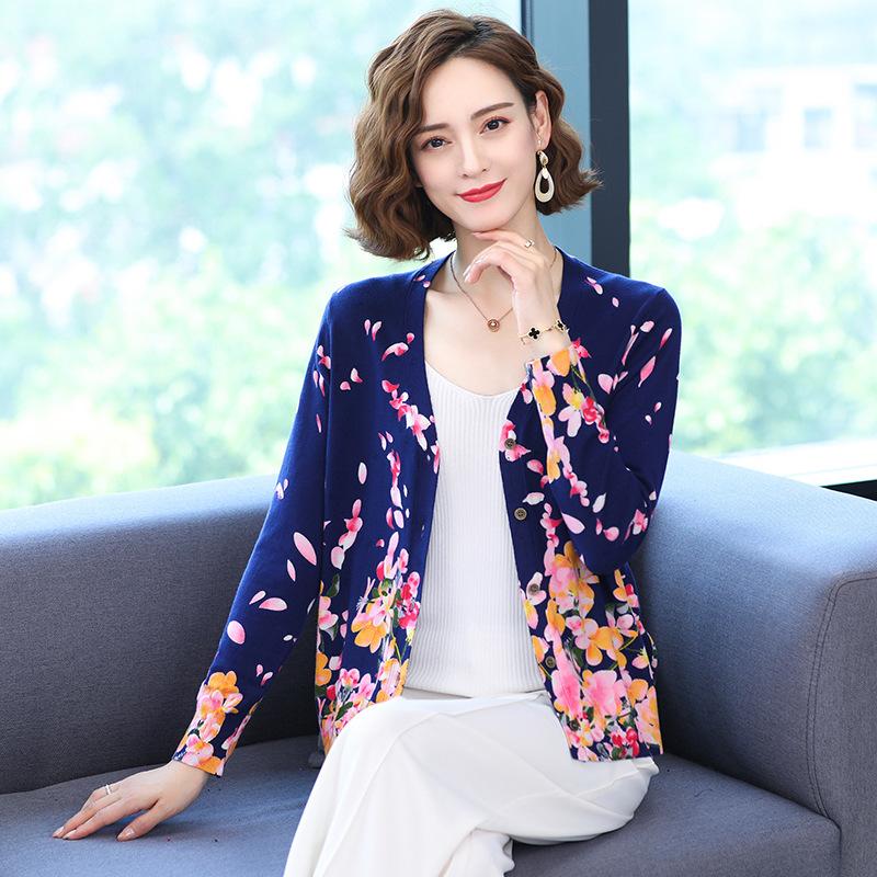 Ladies Cardigan Jacket, Western Style Knitwear, Fashion Printed Cropped Top