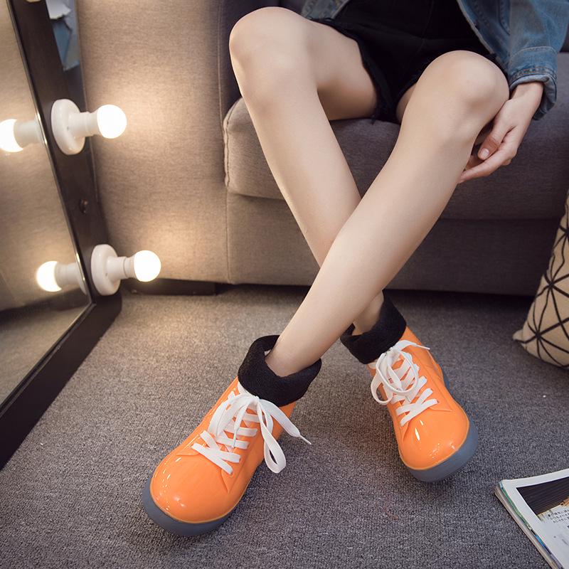 Solid Non-Slip Rain Boots Leisure Shoes Ankle Round Toe Low Rubber Women Waterproof Rainboots