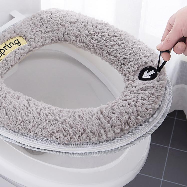 Lambswool Toilet Seat Covers Winter Warm Thick Toilet Seat Mat with Handle Sunshine Pattern Cartoon Cute Toilet Seat Cushion Bathroom Lavatory Pad