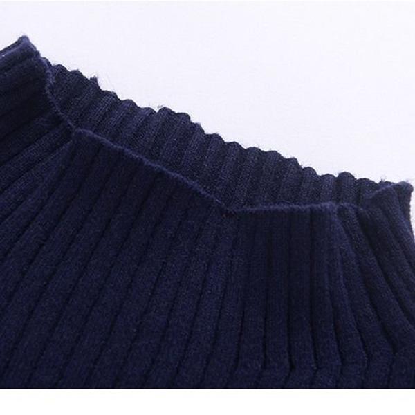 Autumn/winter Knitted Fashion Jacket Mid-length Casual Long-sleeved Sweater Half Turtleneck Solid Color Coat