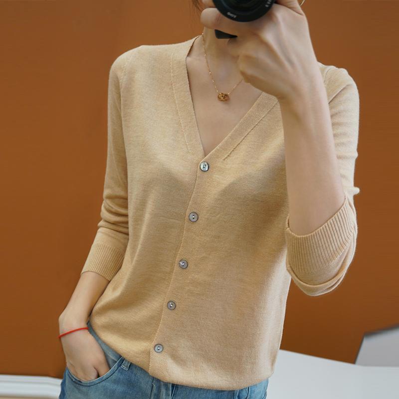 Spring and Autumn Large Size Knitted Sweater Cardigan Long Sleeve Solid Color Jacket Loose Simple Female Top