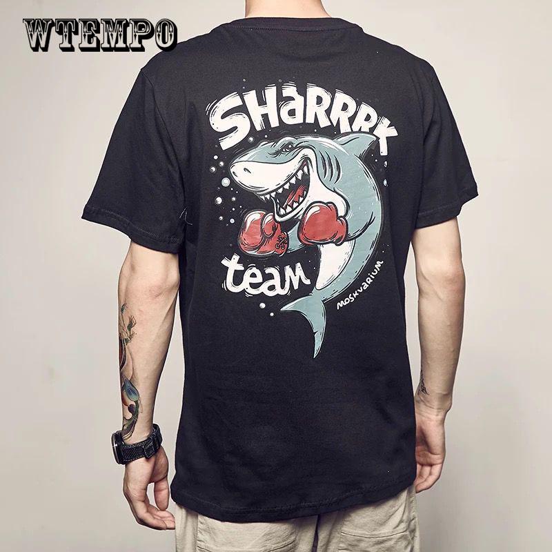 WTEMPO Tshirt Black Anime Top Clothing Pure  Soft Animal Print T-shirt White Unisex