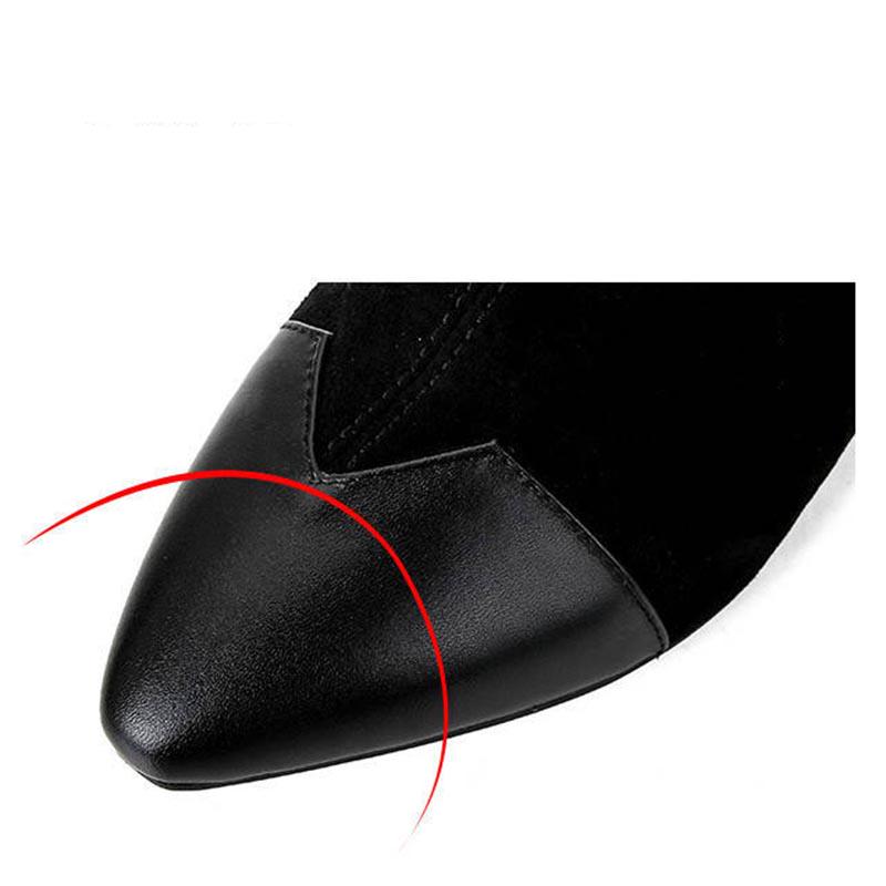 High Heels Women Ankle Boots Pointed Zip Footwear Cow Leather Female Boot Office Shoes Woman Winter