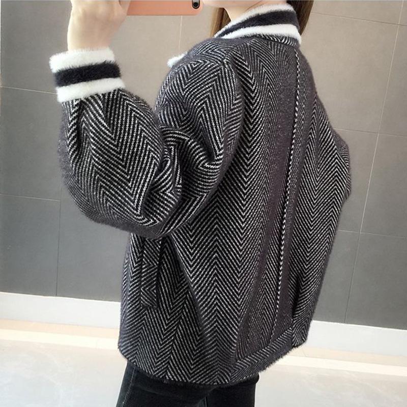 Autumn and Winter Fashion Jacket Short Lazy Style Long-sleeved Sweater Lapel Coat Women